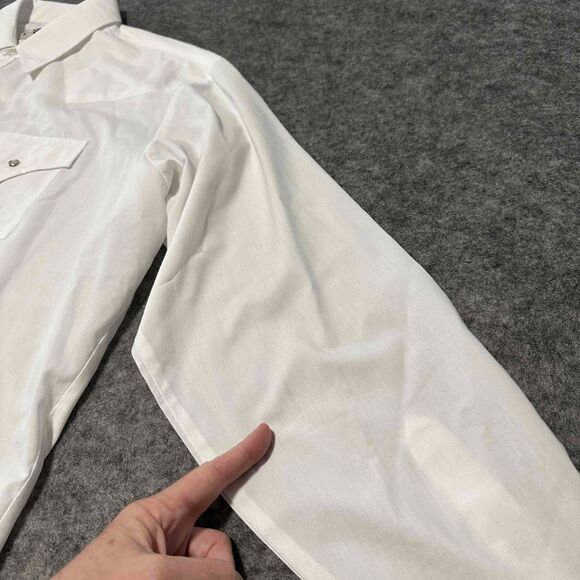 Ely Cattleman Shirt Mens 17.5/36 White Pearl Snap Long Sleeve‎ Western Cowboy - Picture 8 of 11